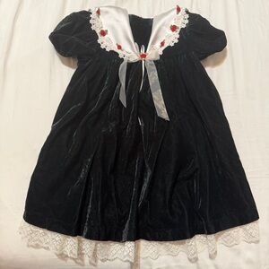 Vintage Bonnie Jean Green Velvet Kids Dress